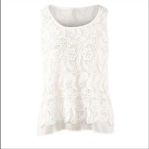 CAbi style #284 lace white bobbin tank, small, VGUC